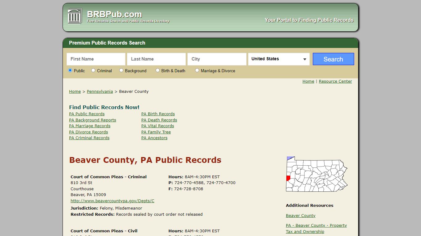 Beaver County Public Records | Search Pennsylvania Government Databases